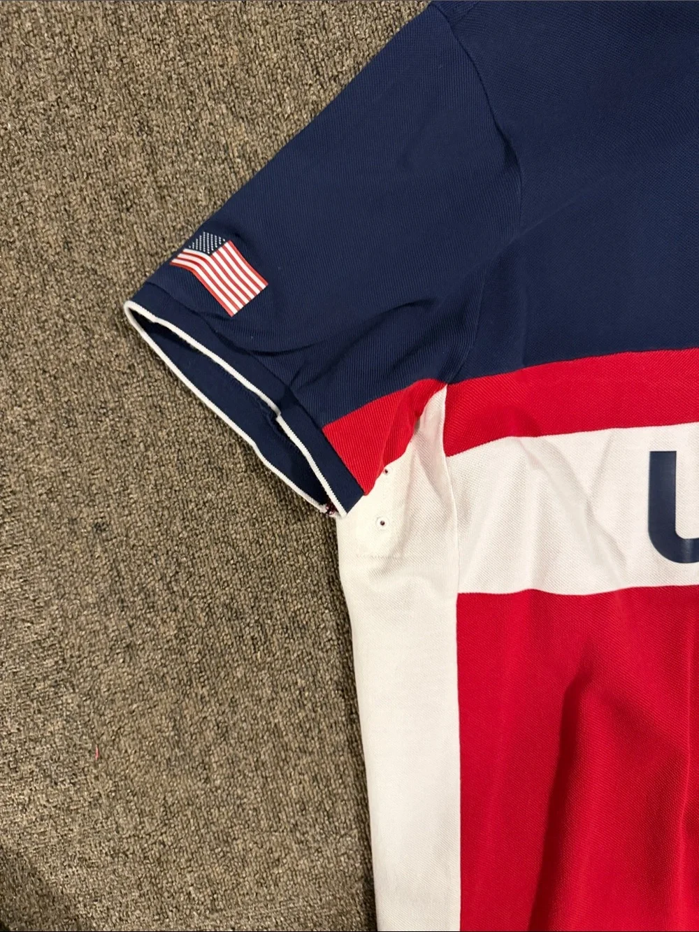Ralph Lauren Navy Polo with Red Trim and White Accent